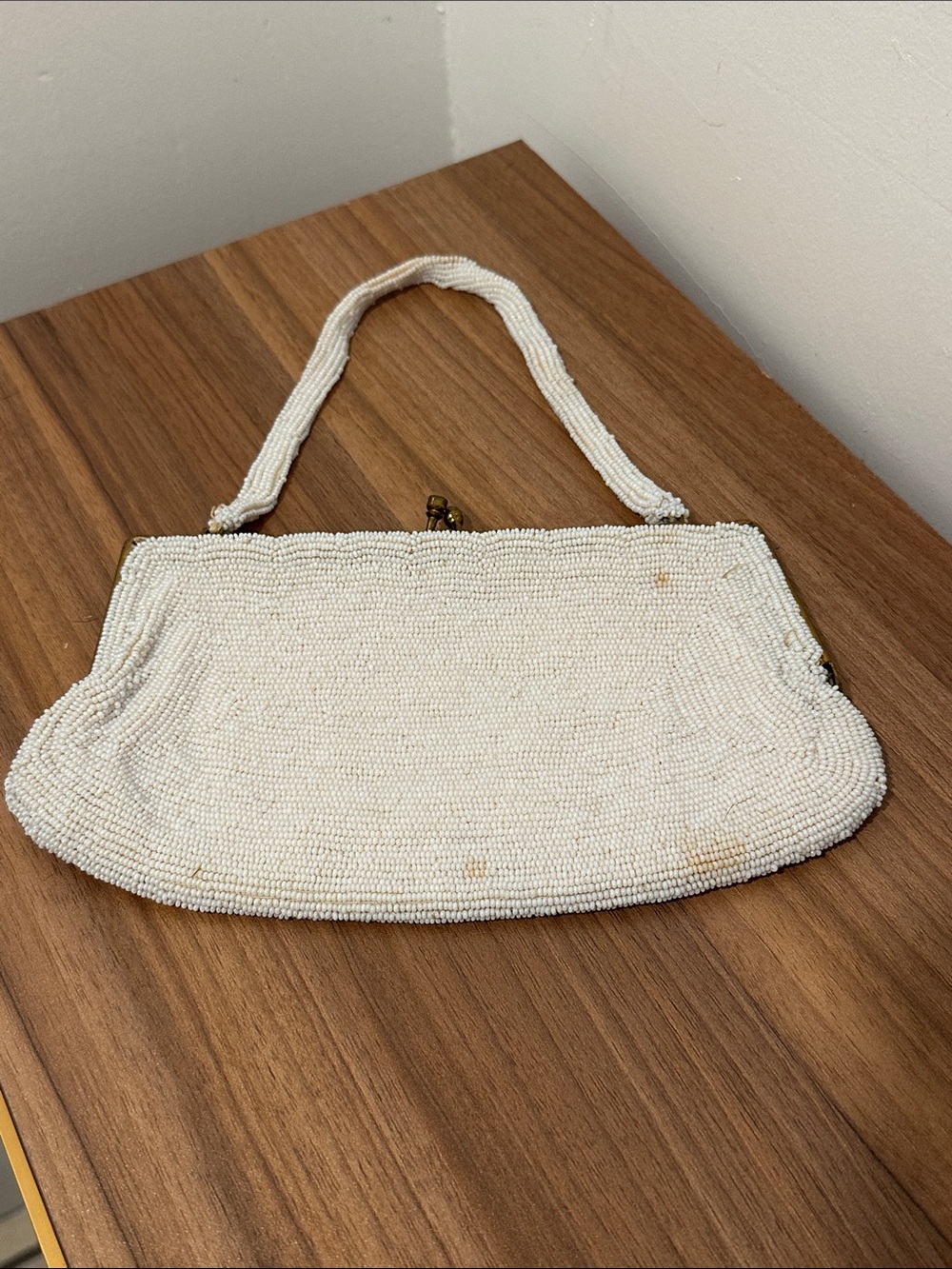 Vintage Beaded Ivory Evening Clutch - Picture 2 of 10